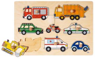 Goki Dřevěné puzzle - pracovní auta