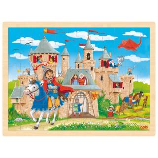 Goki Dřevěné puzzle - rytířský hrad