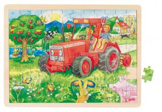 Goki Dřevěné puzzle - traktor