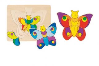Goki Dřevěné puzzle vícevrstvé - motýl