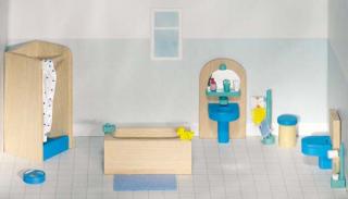 Goki Dřevěný nábytek do domečků - koupelna