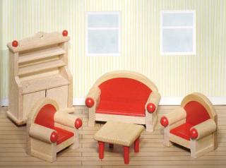Goki Dřevěný nábytek do domečků - obývací pokoj