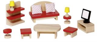 Goki Dřevěný nábytek do domečků - obývací pokoj basic