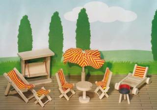 Goki Dřevěný nábytek do domečků - terasa