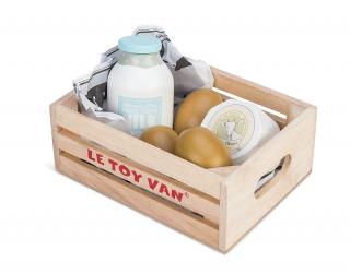 Le Toy Van dřevěná přepravka s mlékem a sýrem
