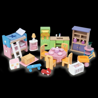 Le Toy Van dřevěný nábytek do domečků - set