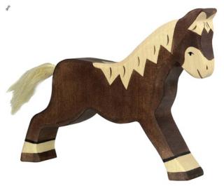 Tmavě hnědý koník, běžící– dřevěné zvířátko