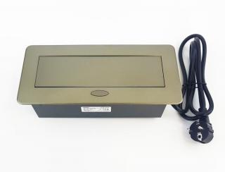 AE 1337, vestavná, výklopná zásuvková skříňka - 3 zásuvky 230V, barva černá, stříbrná, mosaz a grafit Barva: Mosaz