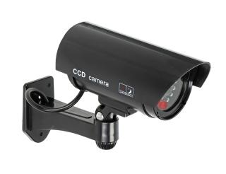 AK 1208 - reálná maketa venkovní bezpečnostní kamery, falešné IR LED, napájení 2x bat. AA Barva: Černá
