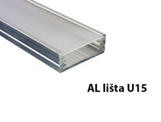 AL lišta U15 ZAS - 1m a 2m hliníková lišta povrchová, dodáváme s nasouvacím plexi difuzorem Provedení: držák lišty