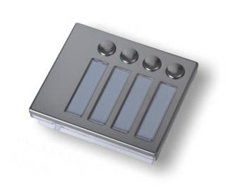 ART 4842-5 -  jednořadový tlačítkový modul pro rámečky VIDEX 4000,  2, 3,4 a 5 zvonkových tlačítek Provedení: 4844 lesklý nerez