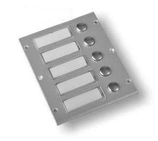 ART 8842-5 -  jednořadový tlačítkový modul pro rámečky VIDEX 8000,  2, 3,4 a 5 zvonkových tlačítek Provedení: 8845 hliník