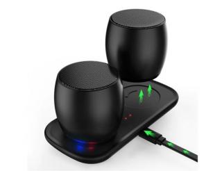 Bluetooth speaker FO-Y61 - 2x malý a výkonný bezdrátový reproduktor s nabíjecí podložkou