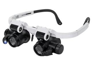 Brýle s lupou 9892H AG480A, binokulární brýle s LED přisvětlením, přiblížení 23x