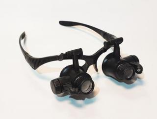 Brýle s lupou GB 9892G - lupabrýle, binokulární brýle, přiblížení 10x, 15x, 20x, 25x, praktické přisvícení