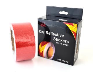 CAR stickers 5x5M - reflexní lepící páska šíře 5cm a délky 5m, barva bílá, červená, žlutá, modrá a zelená Barva: Červená