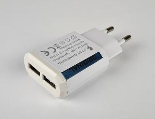 DE 230-5V 2xUSB-15W - síťový adaptér do zásuvky 230V, travel charger 2x 5V USB max. 15W, 3,1A