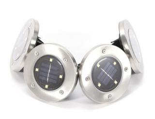 Disk Lights Solar 4PC, 4 venkovní solární LED svítidla pro zapíchnutí do země, barva svitu bílá studená a bílá teplá Barva: Bílá studená
