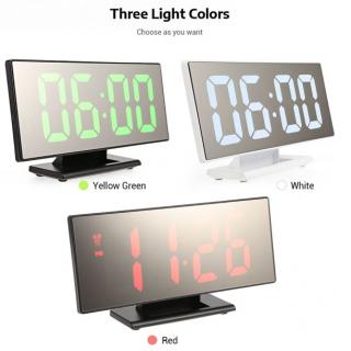 HODINY DS 3618W, bílé stolní LED hodiny s budíkem, USB, bílý, červený a zelený displej Barva: Bílá