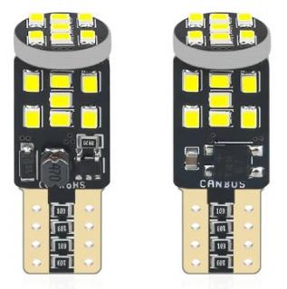 LED 2x T10 W5W 2016-21 Can Bus - dvě 12V automobilové LED žárovky 5,2W s bočním i předním svitem, patice T10 W5W, CAN BUS