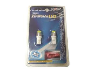 LED 2xT10 AB1077, 2x automobilová LED žárovka 12V s paticí T10, 1W, svit bílá studená