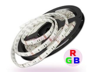 LED ASN5050-60-5m RGB - 5m dlouhý barevný světelný LED pásek RGB v cívce, bez izolace, 60W, 3600lm, 300x SMD5050