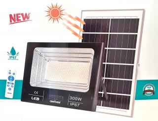 LED FLOOD 300W SOLAR - výkonný nabíjecí LED reflektor 300W se solárním panelem a dálkovým ovladačem