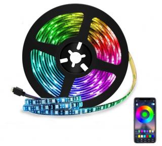 LED KNM 5M-RGB-USB-Bluetooth - barevný světelný pásek ovládaný aplikací v mobilním telefonu, sada 5m LED pásek 5050, regulátor bluetooth, napájení USB