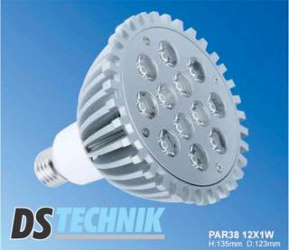 LED PAR 12W E27 - parabolická 230V LED žárovka 12W se závitem E27, 700lm Barva: Bílá teplá