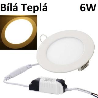 LED Round 6W ORNO - vestavné svítidlo - LED panel kulatý 120mm 6W Barva svitu: Bílá teplá