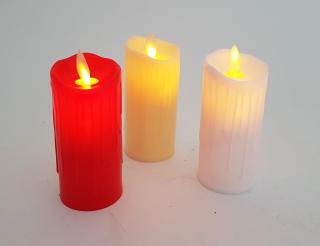 LED svíčka plamínek 110mm,  svíčka na baterie, imitace plápolajícího plamene a stékajícího vosku, délka svíčky 110mm Barva: Bílá