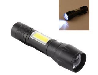 LED svítilna MINI DUAL 9884, duální dobíjecí svítilna z USB, 3 režimy svitu, barva černá, plastový box