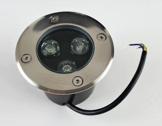 LED ZS Round 3W - zemní 3W zátěžové LED svítidlo s nerezovým čelem, IP67, svit bílá studená 6000K, napájení 230V Barva svitu: Bílá studená
