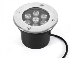 LED ZS Round 7W - zemní 7W zátěžové LED svítidlo s nerezovým čelem, IP67, nap. 230V, svit bílá 6000K, napájení 230V Barva svitu: Bílá teplá