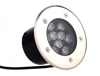 LED ZS Round 9W - Zemní 9W zátěžové LED svítidlo s nerezovým čelem, IP67, nap. 230V, svit bílá 6000K, napájení 230V Barva svitu: Bílá studená