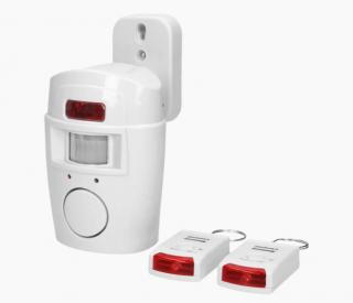 Nástěnný alarm MA-AS 1 - domovní bateriový alarm autonomní s výkonnou sirénou a pohybovým čidlem, 2x dálkový ovladač