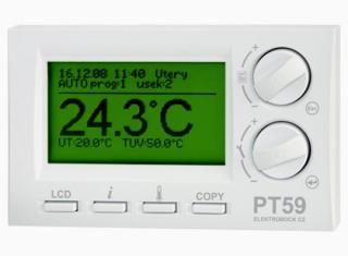 PT 59X - inteligentní digitální termostat s OT+ komunikací, konektor pro připojení ext. čidla a GSM modulu