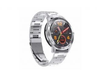 Smartwatch DT98, elegantní černé a stříbrné chytré hodinky s černým páskem Barva: Stříbrná