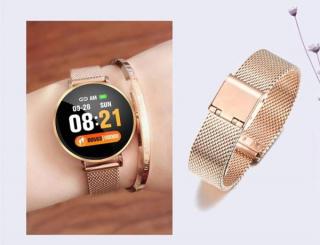 Smartwatch F25, chytré hodinky a chytrý fitness náramek v jednom, kovové tělo, unisex, krytí IP67 Barva: Zlatá