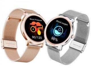 Smartwatch R18, tenké chytré hodinky, celokovové s kulatým displejem, unisex, stříbrné a zlaté Barva: Zlatá
