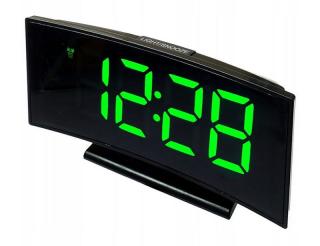 Stolní hodiny DS 3621X - budík moderního vzhledu, nap. z USB, černé hodiny s bílým, červeným a zeleným displejem Barva: Zelená