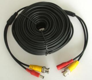 VC 20 - černý nebo bílý 20m propojovací kabel pro video signál s BNC konektorem a pro 12V napájení kamery s konektorem Barva: Černá