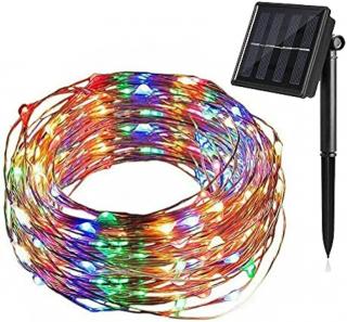 VOR 10M-D SOLAR, venkovní vánoční drátový řetěz 10m se solárním panelem, svit bílá nebo barevný svit RGB Barva svitu: barevná RGB