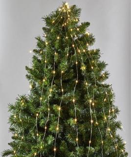 VOR-PL8 - vánoční řetěz na stromeček, osm 2m výhonů, stříbrný drát Barva: Bílá studená