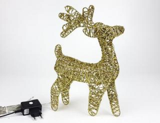 VOR SOBÍK zlatý - vánoční svítící drátový sob zlatý se svitem bílé teplé barvy, napájení ze zásuvky 230V, 4 velikosti Velikost: 2