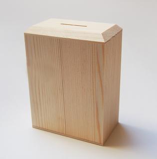 Dřevěná kasička - pokladnička - ROVNÁ, otevírací