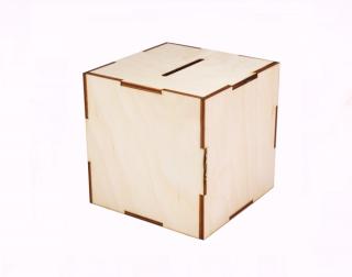 Dřevěná kasička - pokladnička skládací - KOSTKA