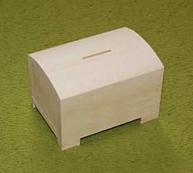 Dřevěná kasička - pokladnička - ZAOBLENÁ