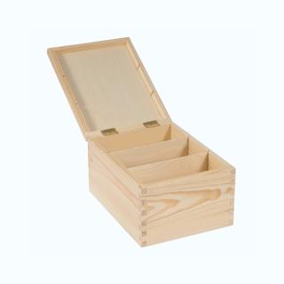 Dřevěná krabička - 3 přihrádky  (18,5cm x 24cm x 13,5cm)