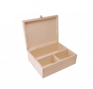 Dřevěná krabička 3 přihrádky (30cm x 23,5cm x 11cm)